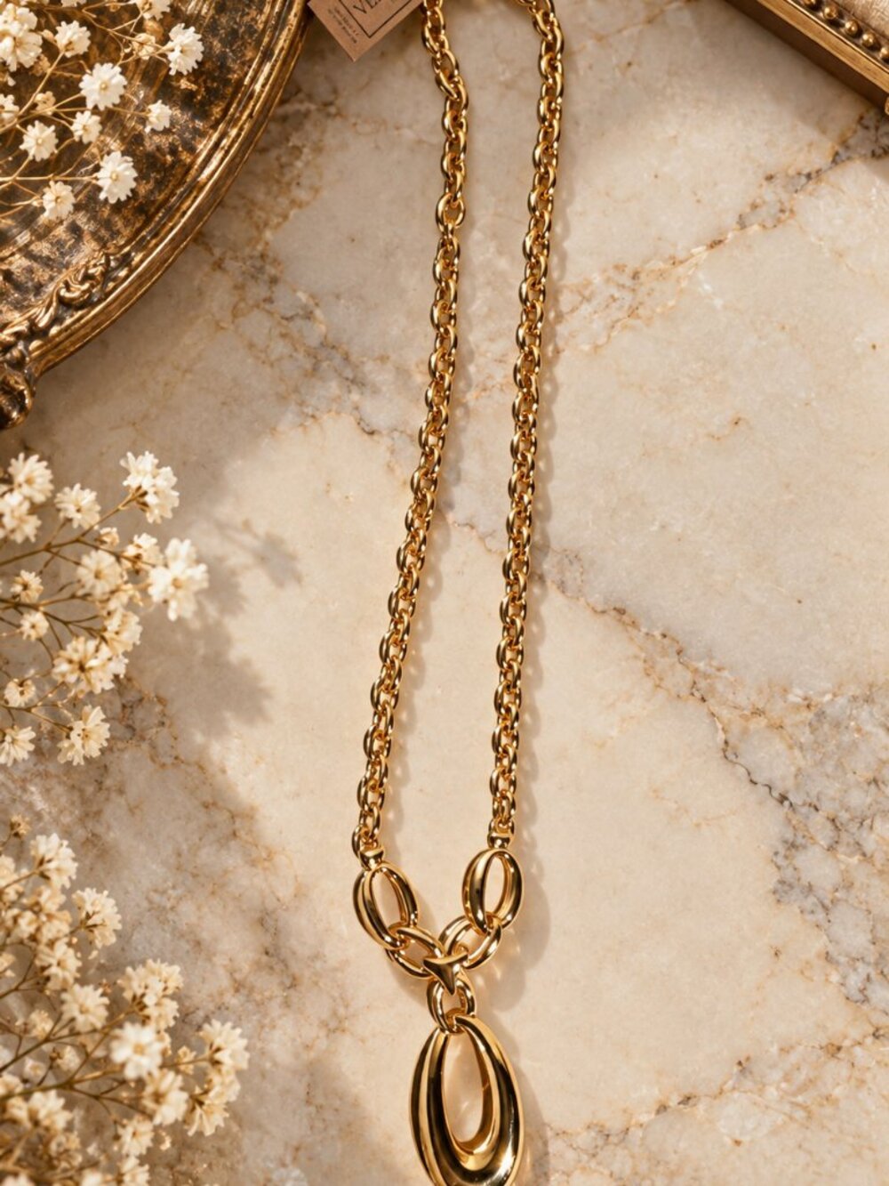 Vintage Vendome Gold-Tone Teardrop Pendant Necklace